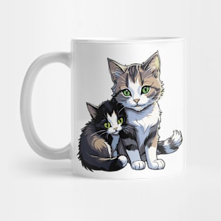 Cozy Companions: Mother Cat and Kitten Mug